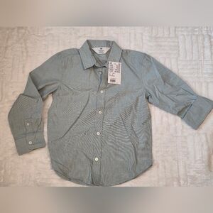 H&M Boys Mint Green Long-Sleeve Button-Down Shirt Size 6
